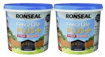FAB INT PRODUCTS Fence Paint Exterior Wood Paint - Sheds & Fences Life Plus, 10 Litres Total (2 X TUDOR BLACK OAK)