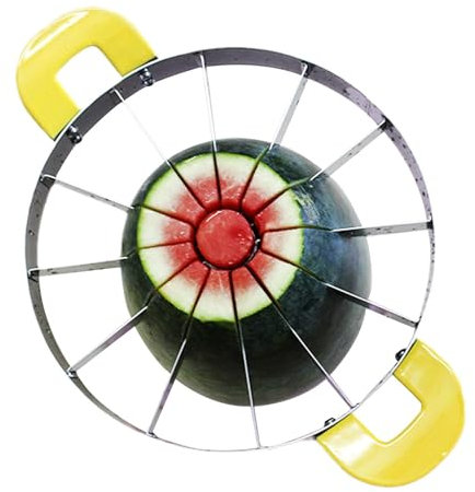 Cortador de frutas de acero inoxidable, cortador de frutas - Cortador de sandía redondo y antideslizante de acero inoxidable, cortador de verduras multifuncional humanizado, herramientas de cocina