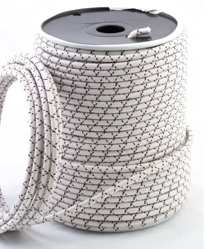DC VOLTAGE White Black Cloth Covered Electrical Wire 18AWG 3 Core 10m | 3 Conductor | 3-Core | Modern | Round | 32.8feet | Lighting Flex | 0.75mm² | for Pendant, Ceiling, Wall Lights and DIY