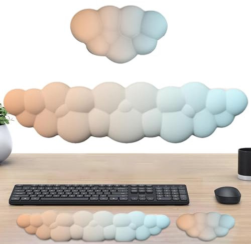 Cloud Handgelenkauflage Tastatur – Cloud-Tastatur-Handgelenkauflage, weicher Schaumstoff, ergonomische Tastatur-Handgelenkstütze, Tastatur-Handgelenkstütze, Kissen, rutschfeste Silikon-Tastaturauflage