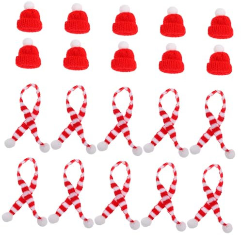 PRETYZOOM Mini Weihnachtsmütze 200 STK Mini-schal Und Mütze Für Puppe Minihut Zur Schmuckherstellung Haustierschal Weihnachtsdekoration Für Weinflaschen Für Haustiere Pflanzen Schmuck