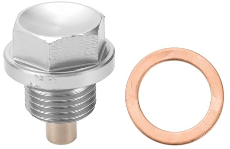 Motoforti Tornillo De Drenaje De Cárter Universal Para Aceite, M18X1.5, Aleación De Aluminio, Tono Plateado, 1 Juego