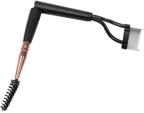 CENPEK Peigne à cils pliable à double tête – Petit peigne en acier ultra-fin pour un recourbement et une séparation détaillés des cils, définition longue durée, noir et rose, 2 pièces