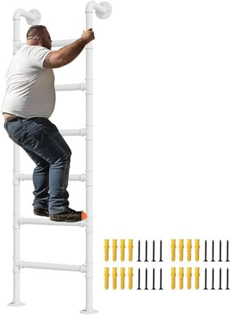 3-8 Rung Step Ladder Heavy Duty Fire Escape Ladder Wrought Iron Basement Window Well Egress Ladder 39/49/51/55/59/65 Height Entrance Egress Ladder for Bunk Bed Loft Attic(185cm/73in)