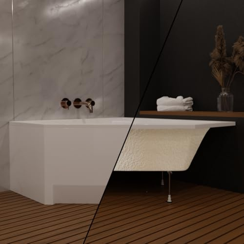 ECOLAM Badewanne IRMA 140x140 Thermobadewanne Isolierung Schürze Fünfeck | im Set Eckbadewanne Schürze Ablauf Füße Silikon ecoThermoPro Wärmeschutz Schalldämmung direkt vom Hersteller Fünfeckform