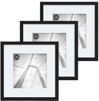 lincoolart bilderrahmen 30x30 cm Holz schwarz Fotorahmen,MDF Rahmen mit Acrylglas,für Bilder 20x20 mit passepartout oder 30x30 ohne passepartout 3er Set