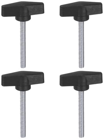 QUARKZMAN 4 Stück Rändelschrauben mit T Flügelknöpfe M8 x 60mm Kunststoff T-Kopf Kohlenstoffstahl 55mm Gewindebolzen Klemmschraube Flügelschraube Haltegriffe Klemmknopf für Maschine