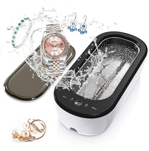 Ultraschallreinigungsgerät 45000Hz Brillenreinigungsgerät Mit 4 Modi Tragbar Ultraschallreiniger, 300ml Ultraschallreinigungsgerät Brille für Zahnersatz Münzen Brillen Schmuck Ultrasonic Cleaner