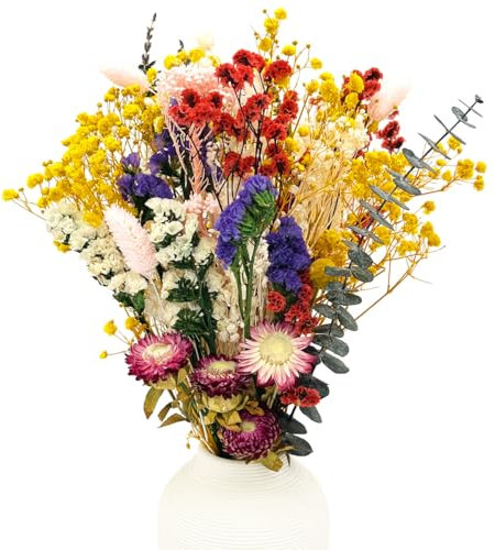 Bouquet di fiori secchi decorativi, fiori secchi naturali per la decorazione della casa, tavolo, fiori naturali Boho realizzati con fiori veri per la decorazione del soggiorno, composizioni nuziali
