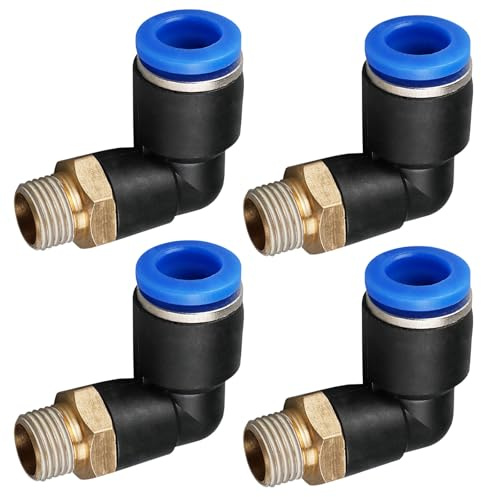 HAPPOW 4 connettori pneumatici, 90 gradi a forma di L G1/8 su connettore ad aria compressa da 6 mm, raccordo angolare pneumatico, per tubi in PU/nylon/PE (PL6-01)