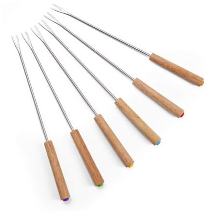 UPKOCH 6 Piezas Mango De Madera Barbacoa Portátil Brochetas Carne Parrilla Palos Para Servir Charcutería Parilla Tenedores Para Asar Perros Calientes