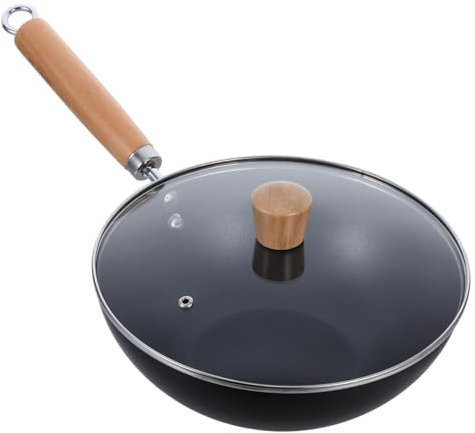 ULTECHNOVO Sartén Profunda Wok Hierro Fundido Tapa Antiadherente Para Panqueques Hogar