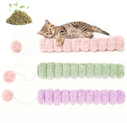 PATTEPOINT Cat Toy Pillows 3 Pack, Quiet Long Catnip Cat Kicker Toys for Indoor Cats, Interactive Kitten Toys, 14.6in/37cm