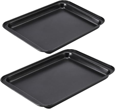 2 stycken bakplåt, non-stick-beläggning bakform, rektangulär bakplåt, kolstål, bakform med non-stick-beläggning, rektangulär ugnsplåt för bakning kakor, matlagning