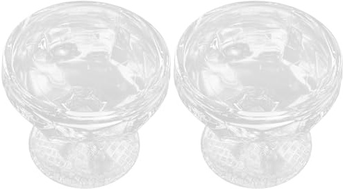 TOBBOMEY 2 pezzi Ciotole Gelato in Vetro Trasparente da Ciotole Dessert Strisce Eleganti Bicchieri Pudding Multifunzione e Ristoranti Resistenti Design Raffinato