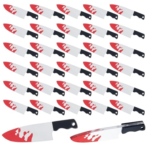 DICOSMETIC 40 piezas de acrílico colgante de cuchillo a granel Halloween decoración mini falsos cuchillos colgantes ensangrentados colgantes para collar, pulsera, pendientes, fabricación de joyas