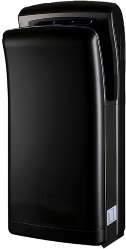 BESTXH Asciugamani Elettrico Commerciale, con Filtro Hepa, Asciugamani Elettrico A Getto d'Aria per Bagni, Asciugamani A Parete A Doppia Lama da 1800 W, per Centri Commerciali,Nero,Brushed