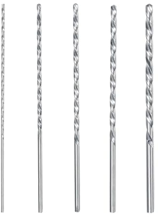 150mm Extra Long Wood Drill Bits Set, 5 Pcs HSS Twist Drill Bits (2mm/3mm/3.5mm/4mm/5mm) for Wood, Metal, Aluminium, Plastic – Long Length High Speed Steel Drill Bit Kit for Accurate Deep Drilling