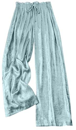 Glitzer Hose Damen Gold Glitzerhose Weites Bein Pailletten Hose Glänzend Freizeithose Jogginghose Elegant Tanzhose 70er Disco Rave Festival Club Outfit Karneval Kostüm