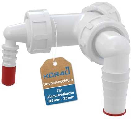 kör4u Double raccord G1 pouce 8-23 mm avec volets P149Z, connecteur de siphon pour machine à laver, lave-vaisselle, sèche-linge, chaudière, climatisation