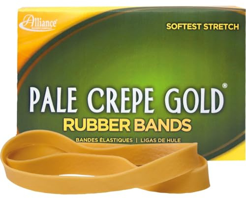 Alliance Rubber 21075 Pale Crepe Gold Rubber Bands Size #107, 1 lb Box Contains Approx. 60 Bands (7 x 5/8, Golden Crepe)