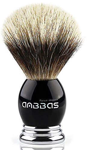 Anbbas Rasierpinsel Luxus Herren Geschenk Rasierpinsel aus dachshaar silberspitz Rasierpinsel aus Echthaar Dachszupf borste Schwarz