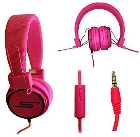 PH26 Casque Audio stéréo Rose Extra-Bass Clear Sound avec Fonction Micro + télécommande pour Bouygues Telecom BS 402 by