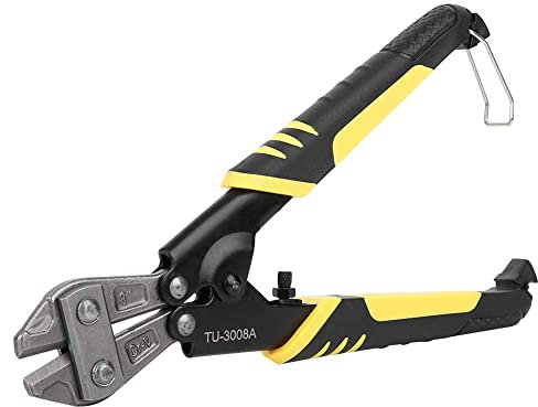 Cortador de Pernos Tu-3008a de 8 Pulgadas Mango Ergonómico Antideslizante, Mini Abrazadera de Corte de Alambre de Alta Resistencia, Herramienta Manual de Acero al Cromo Vanadio para Cortar Pernos