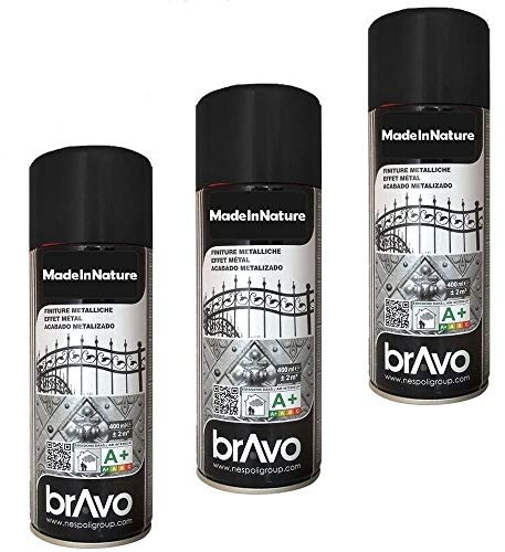 Lot de 3 Bombes de Peinture, Spray Peinture Effet déco, Intérieur et Extérieur, 400 ml, de MadeInNature (Effet métallisé noir 180201 lot de 3)
