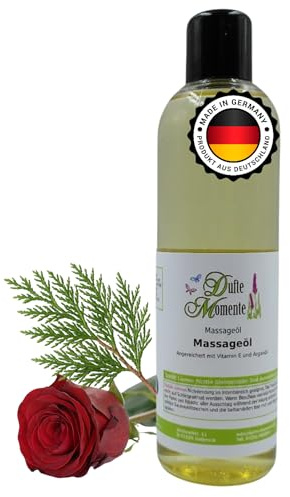 Dufte Momente Massageöl Zedernholz-Rose – 250 ml – Paraffinölbasis – warm & sinnlich – professionelle Gleitfähigkeit – für Wellness & Massage – Made in Germany