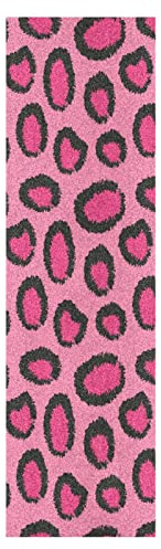 Mnsruu Leopardo Piel De Tigre Rosa Monopatín Papel de Lija Antideslizante Hoja Cinta de Agarre Lijas para Patineta Scooter Etiquetas engomadas (84 x 23 cm)
