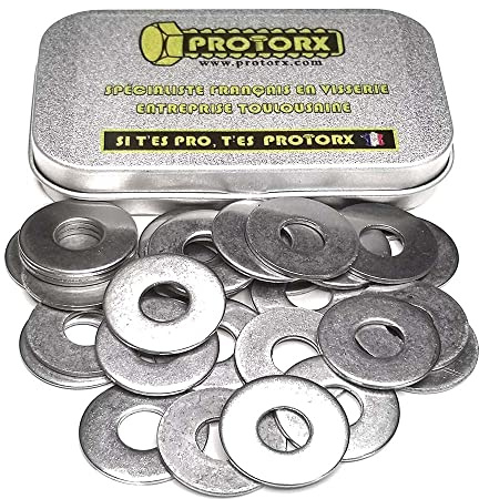 Arandelas M8 : Caja de 20 piezas (Diam.int = 8,4mm x Diam.ext = 22mm) Plana Grandes Anchas | Acero inoxidable A2 | Anticorrosión para uso Exterior-Interior | PROTORX
