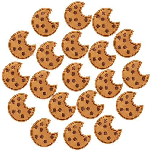 Aufnäher Zum Aufbügeln 20 Cookies Kekse Bestickter Stoffaufkleber Dekorativer Keksaufnäher Patch Gesticktes Etikett Gebügeltes Gesticktes Abzeichen