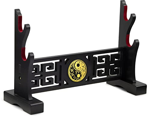 Ekkhysis Taichi Schwertständer, gepolsterter Haken, Katana-Ständer, Display-Aufhänger für Lichtschwert, Samurai-Schwert, Tanjirou Demon Slayer, Genshin Impact Waffen-Display-Ständer (2-stöckig)