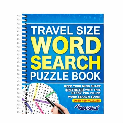 Sixstore A5 Spiral Bound Travel Size Word Search Puzzle Book, Brain Teasers Wordsearch, Blue