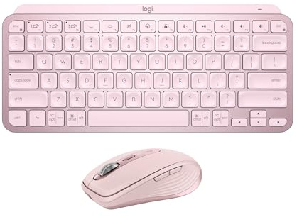 Logitech MX Keys Mini Keyboard + MX Anywhere 3S Wireless Mouse - Fluid Typing, Backlit Keys, Fast Scrolling, USB-C, Bluetooth, Compact, Multi-OS Compatible, QWERTY UK English - Rose
