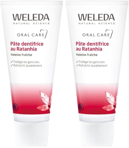 WELEDA Bio Ratanhia Zahnpasta - fluoridfreie Naturkosmetik Zahncreme zur natürlichen Zahnpflege. Sanfte Zahnreinigung stärkt das Zahnfleisch, schützt vor Karies & entfernt Zahnbelag (vegan / 75ml)