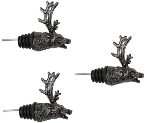 HEMOTON 3stücke Deer Wine Pourer Eleganter Ausgießer Mit Silikonstopfen Für Wein Und Spirituosen Kreative Retro-Design Für Partys Und Zuhause Kreativer Weinausgießer Im