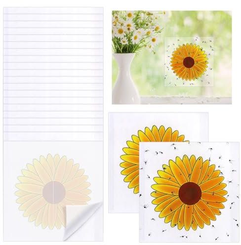 HONMOK 50Pcs Window Fly Traps Indoor for Home Use, Sunflower Style Fly Killer Window Stickers Fruit Fly Catcher Fly Paper Sticky Trap for Indoor Home Use Insect Flies Wasp Pest Houseflies Killer