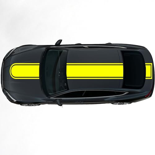 Kiwistar - Autoaufkleber Rallye Streifen - 30 x 400 cm - Neongelb glänzend - selbstklebend - Viperstreifen für Auto, Motorhaube, Karosserie - Tuning Aufkleber Racing Deko