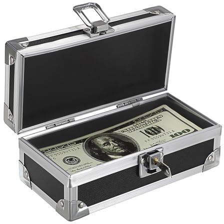 TOLIDA Aluminium Alloy Lockable Cash Box - Single Row Money Storage Organizer, Currency Storage Box, Storage Box with Lock for Paper Money Currency Ticket