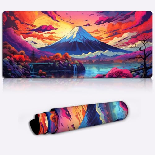 CHTXD Tastaturmatte mit erweiterter Größe, Japanisches Querformat, große XXL-Schreibtischunterlage (89,9 x 39,9 x 0,3 cm), vollständige Schreibtisch-Tastatur-Mausunterlage