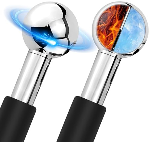 CGBE Facial Ice Globes Edelstahl für Gesicht Nacken Augen - 2 Stück Schwarz | Gesichtsroller Kühlend Eiskugeln für die Gesichtsmassage Reduzieren Schwellungen und Augenringe, Verbessern die Durchblutung