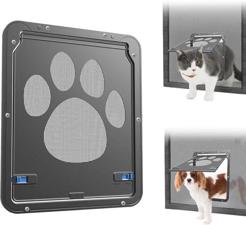 Gattaioli Porta For Animali Domestici/gattaiola Con Chiusura A 2 Vie, Porta A Ribalta Antivento In Materiale ABS E Nylon For Porta Finestra Scorrevole (Color : Black, Size : 24cmW*29cmH)