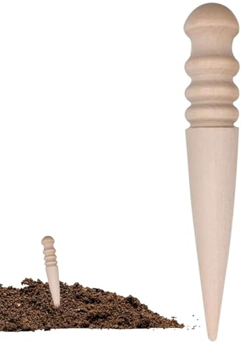 Dibbler Outil de jardinage – Ensemble d'outils de transplantation, kit d'entretien des grasses | Plantoir manuel de jardin avec mesures et poignée en bois en acier inoxydable pour pot de