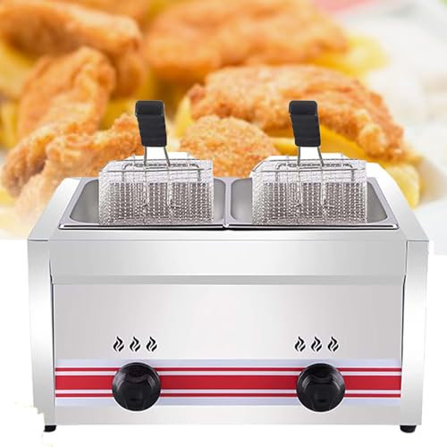 Friggitrice A Gas Gpl Professionale, 10l, 20l, 30l In Acciaio Inossidabile, 2 Cestelli E Coperchi Per Patatine Fritte, Controllo Della Temperatura Regolabile, Per Patatine Fritte, Ciambelle, Pesce,20L