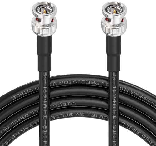 Superbat Cavo SDI 3G/6G/12G BNC 75 Ohm Maschio a Maschio Belden 1694A 20m | Doppia Schermatura, Placcato Oro, 18AWG, 4K UHD/8K, 1 Pezzo, Nero, per Blackmagic, Telecamere, Convertitori, Monitor, CCTV