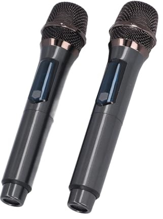 Walfront Microphones sans Fil avec Récepteur, 2 Pièces, Ensemble de Micros Portables à écran LED, Microphone à Bobine Mobile pour Les Performances de Réunion karaoké
