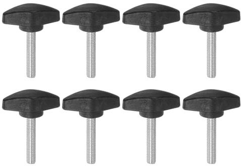 QUARKZMAN 8 Stück Rändelschraube Flügelschrauben Kunststoff T-Flügelknöpfe M6 x 35 mm Metrische männliche Gewindestifte T-Kopf Kunststoffknöpfe Daumenschraube, Schwarz