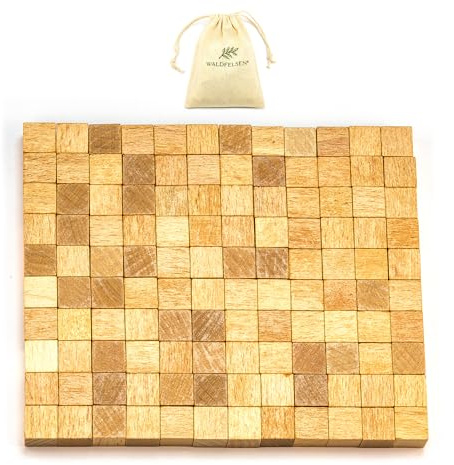 Waldfelsen Kleine Holzwürfel 120 Spielwürfel aus massivem Buchenholz ohne Augen als Blankomaterial im DIY-Bereich (Größe: 8 mm)